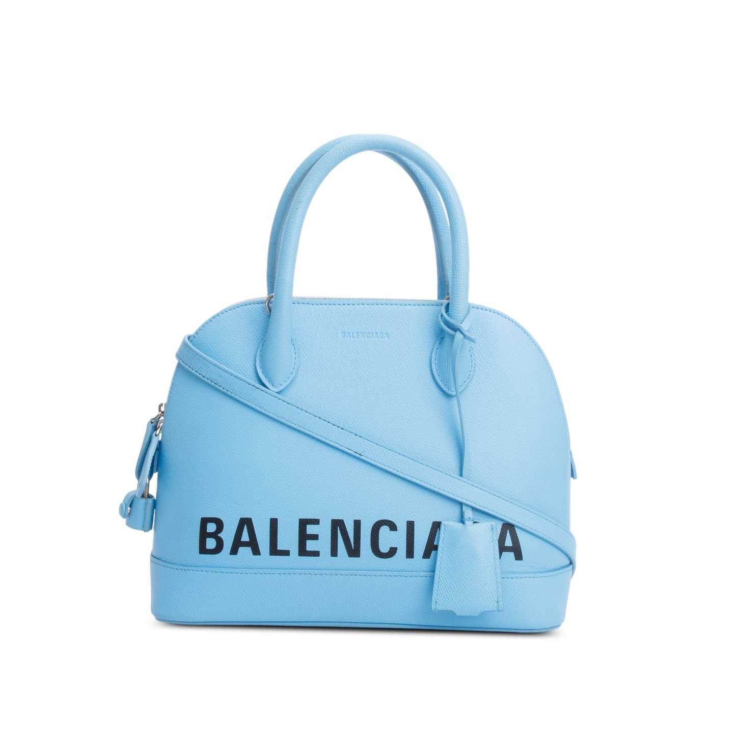 Balenciaga Blue Calfskin Logo S Ville Top Handle Bag