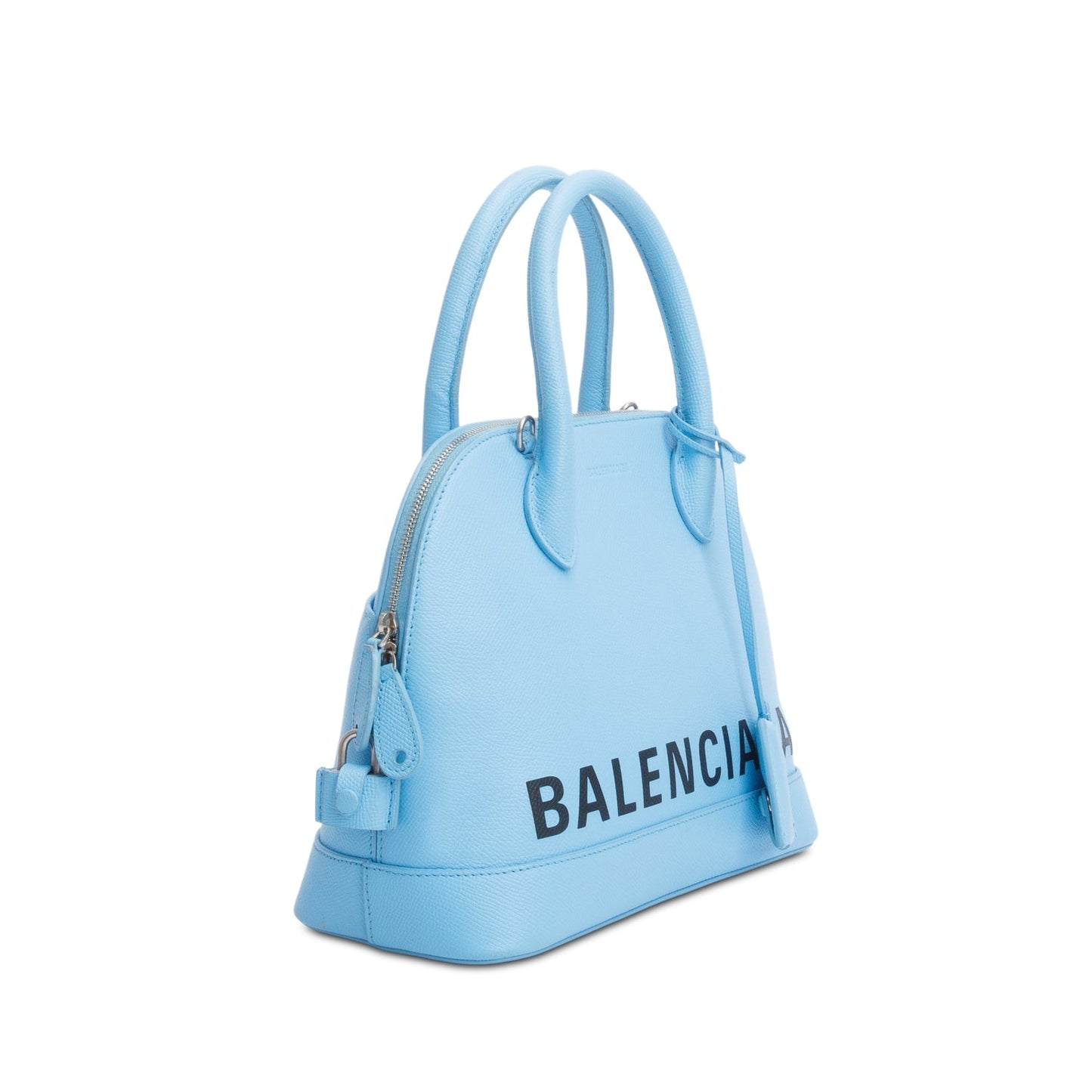 Balenciaga Blue Calfskin Logo S Ville Top Handle Bag