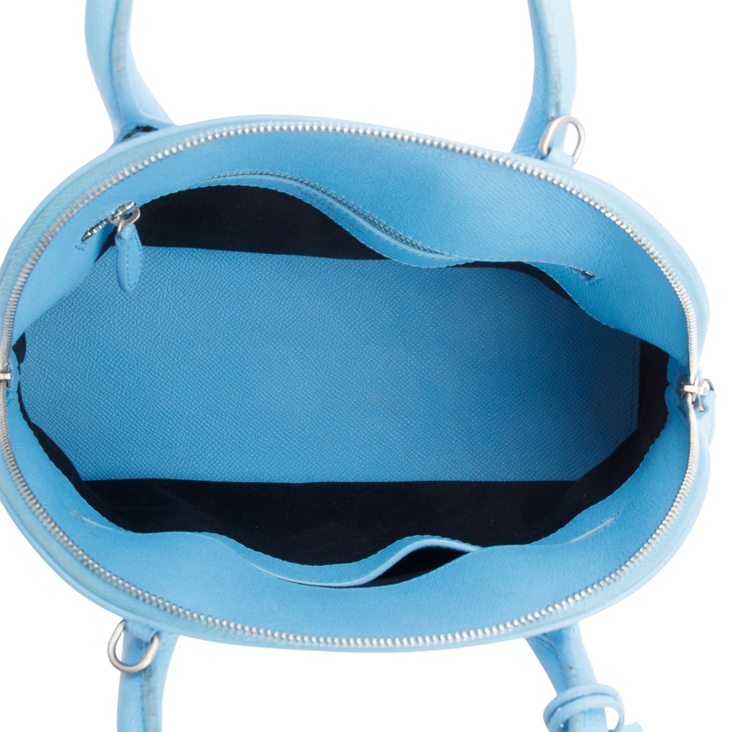 Balenciaga Blue Calfskin Logo S Ville Top Handle Bag