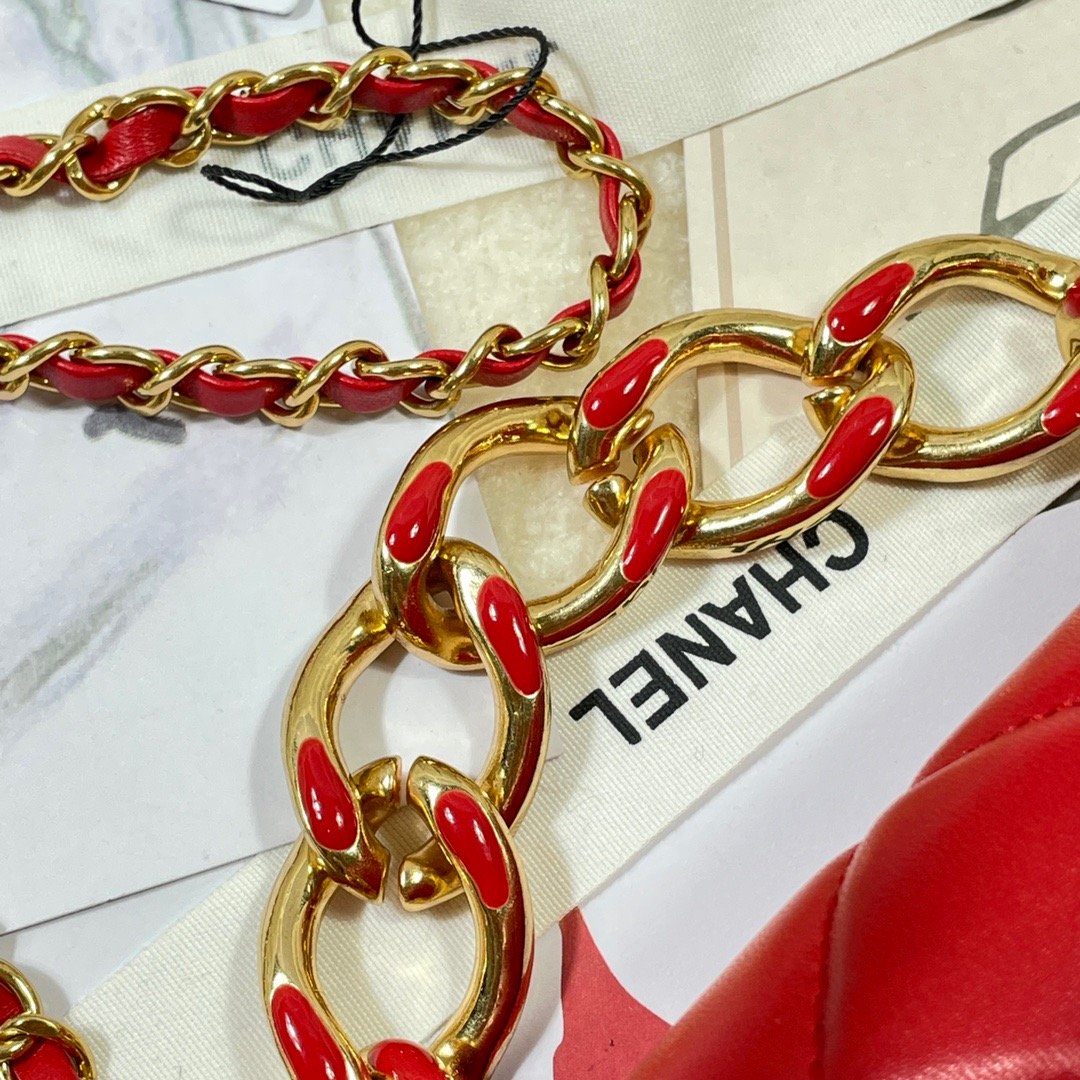 CHLMini Flap Bag Gold Hardware Red For Women, Women’s Handbags, Shoulder Bags 6.7in/17cm AS3365