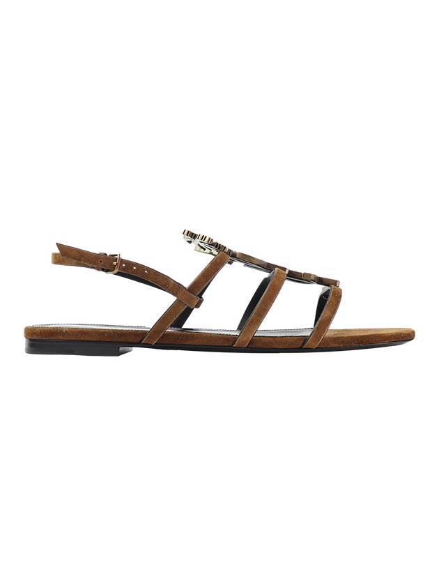 Luxury Saint Laurent Trending 2025 Women's Cassandra Open Suede Sandals Brown