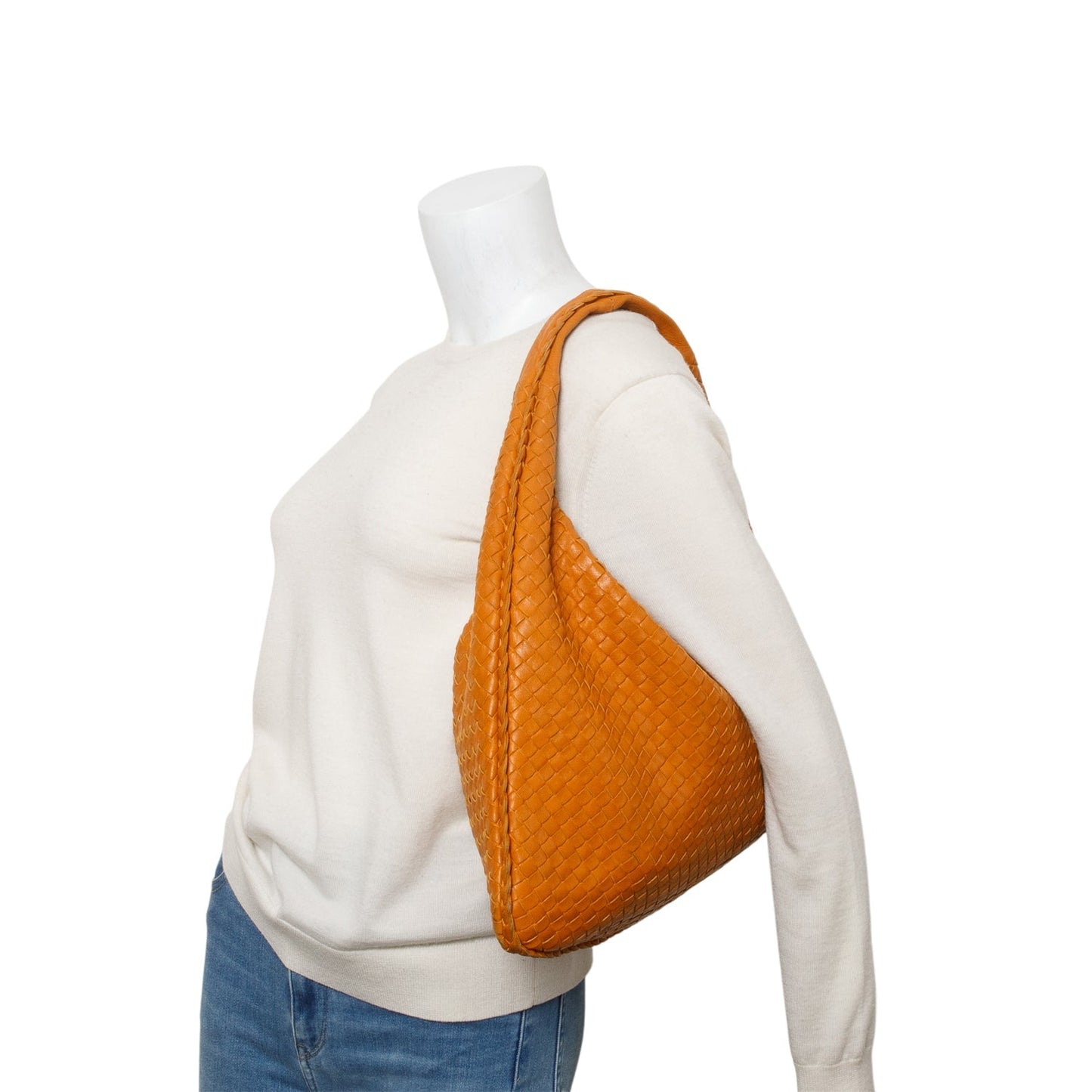 Bottega Veneta Orange Nappa Intrecciato Large Veneta Hobo