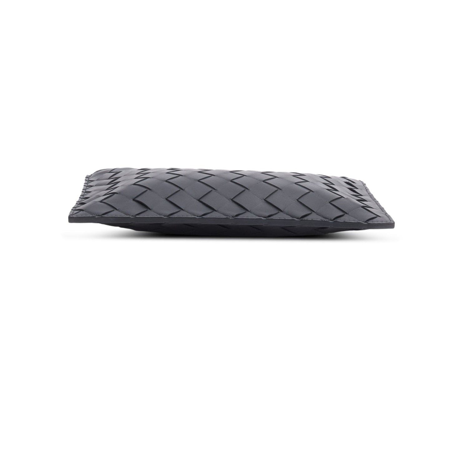 Bottega Veneta Black Nappa Leather Intrecciato Flat Pouch