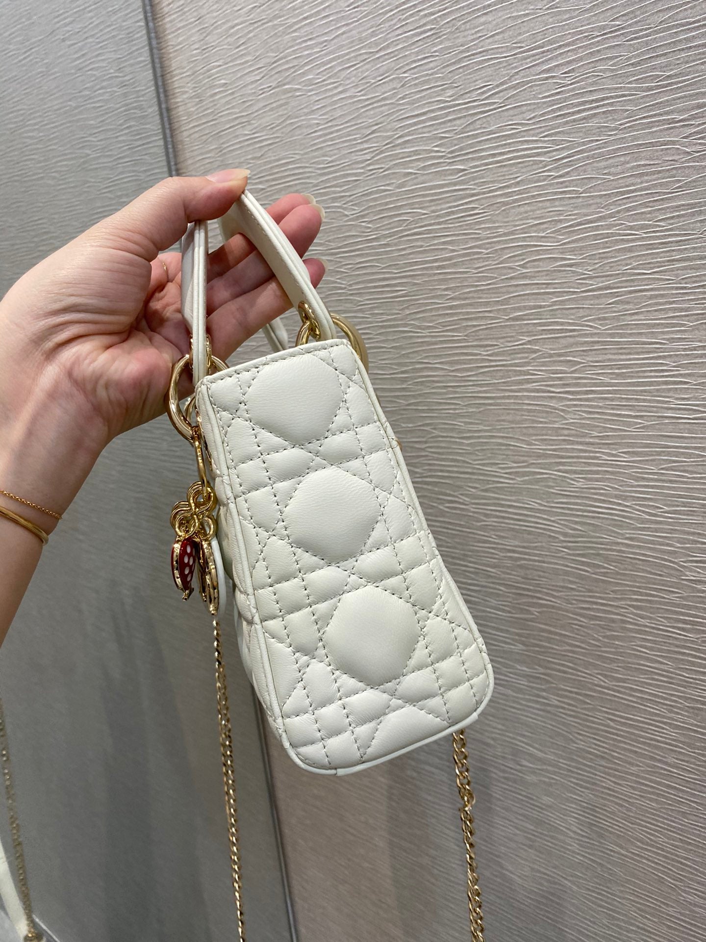 Top Quality Mini Lady Bag White For Women 6.5in/17cm CD M0505SLOI