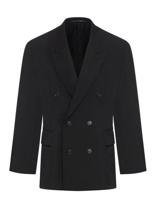 Luxury Balenciaga Trending 2025 Cinched Double Breasted Wool Jacket Black