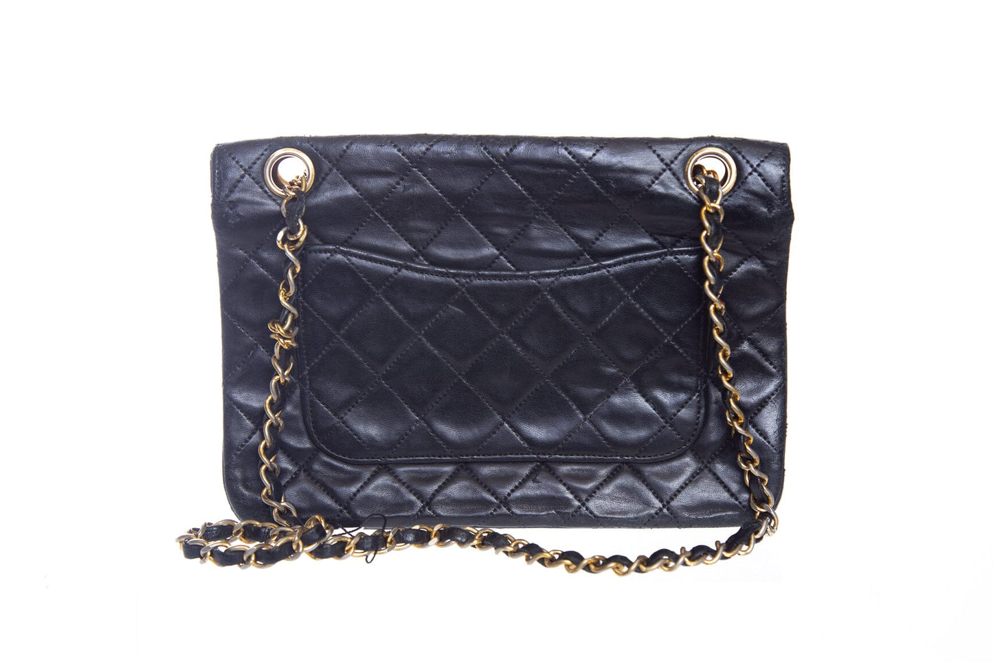Chanel   Black Lambskin Quilted Flap Handbag