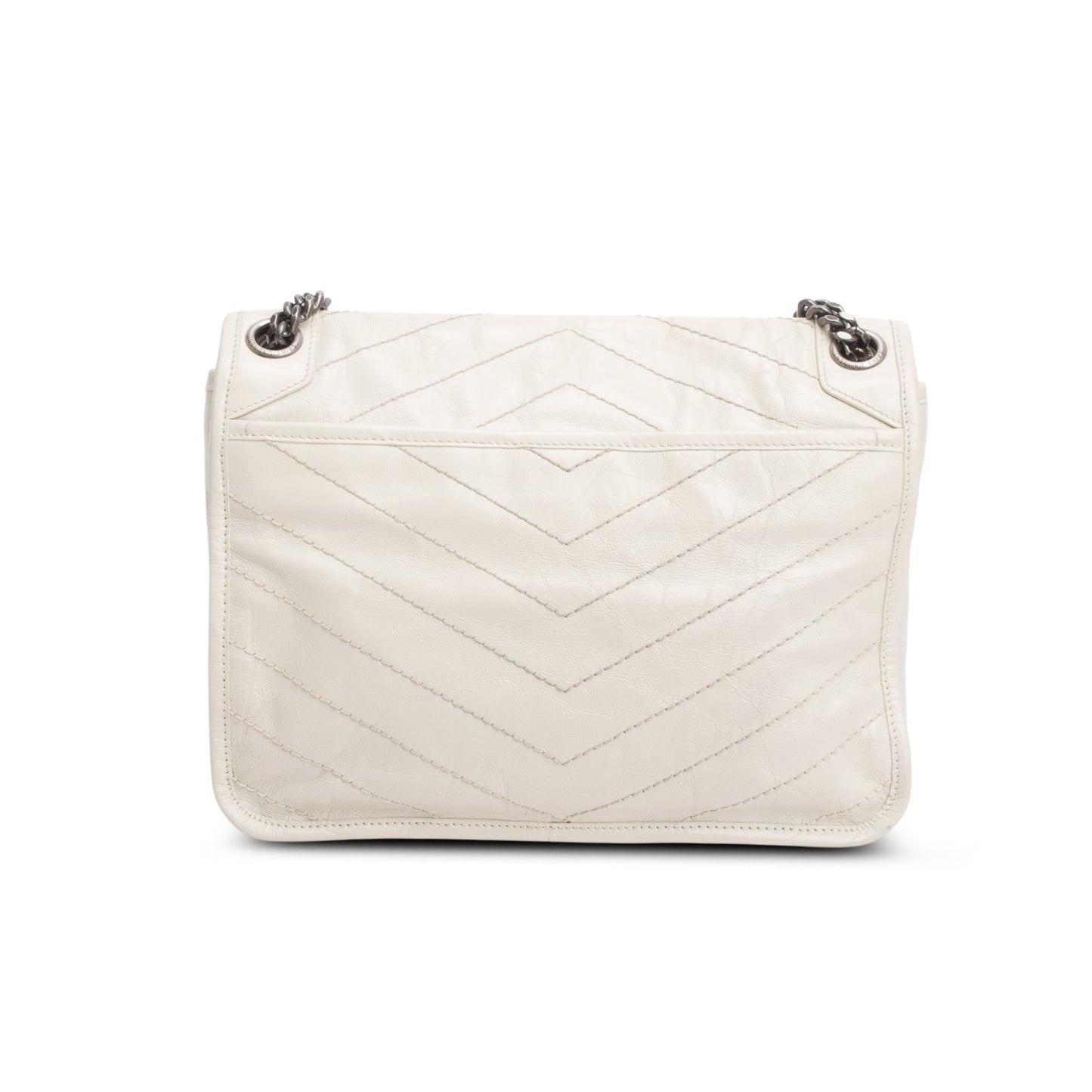 Saint Laurent Ivory   Leather Monogram Medium Niki Chain Satchel