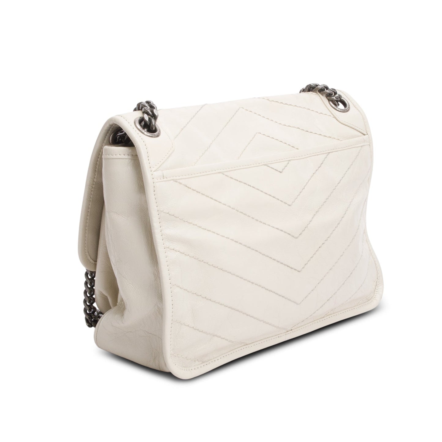 Saint Laurent Ivory   Leather Monogram Medium Niki Chain Satchel