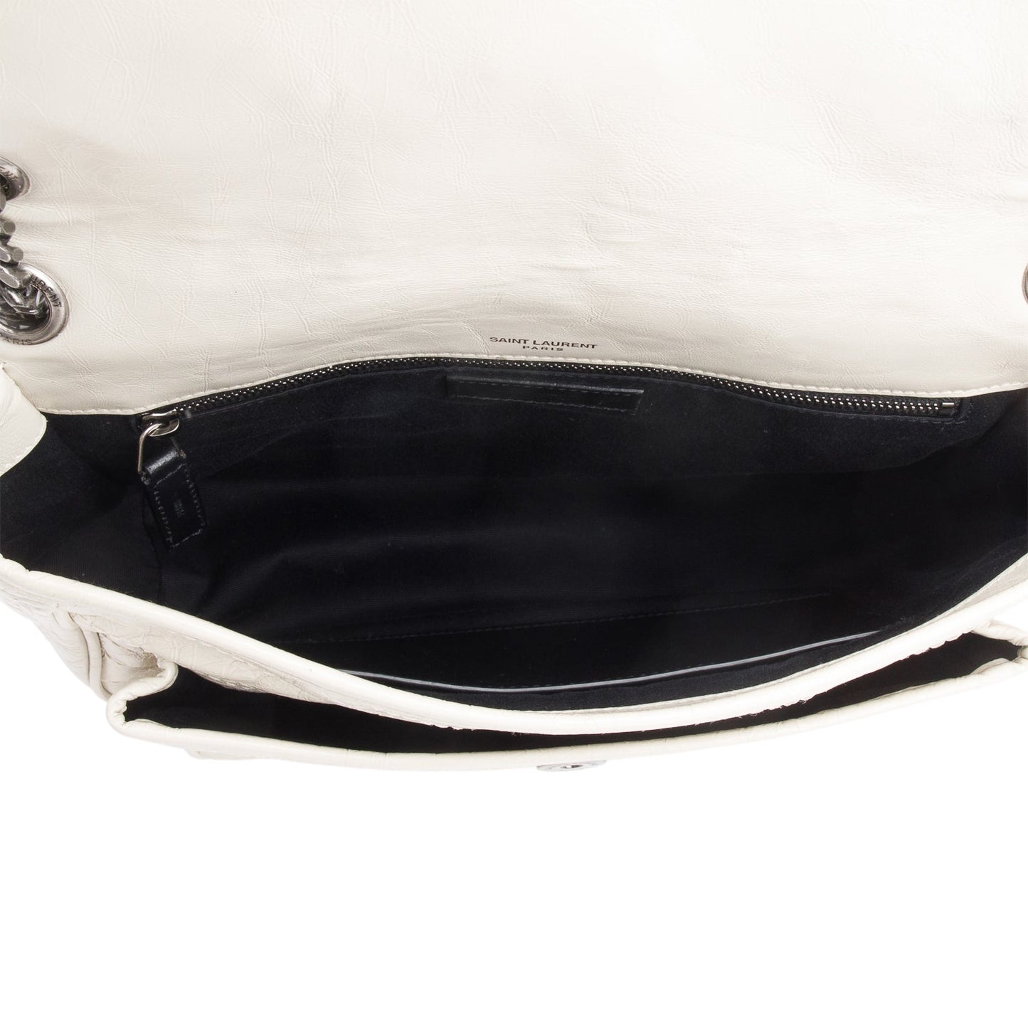Saint Laurent Ivory   Leather Monogram Medium Niki Chain Satchel