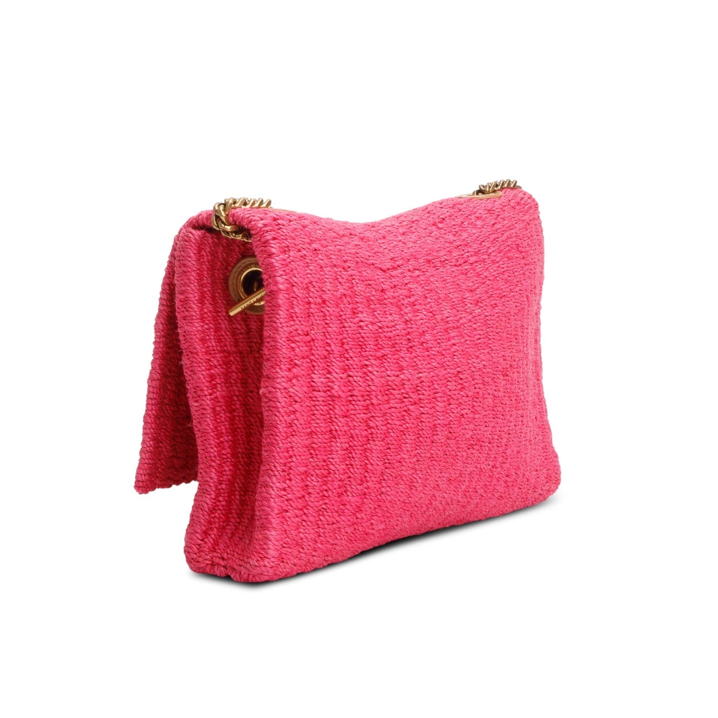 Saint Laurent 2023 Pink Raffia Medium Kate Chain Bag