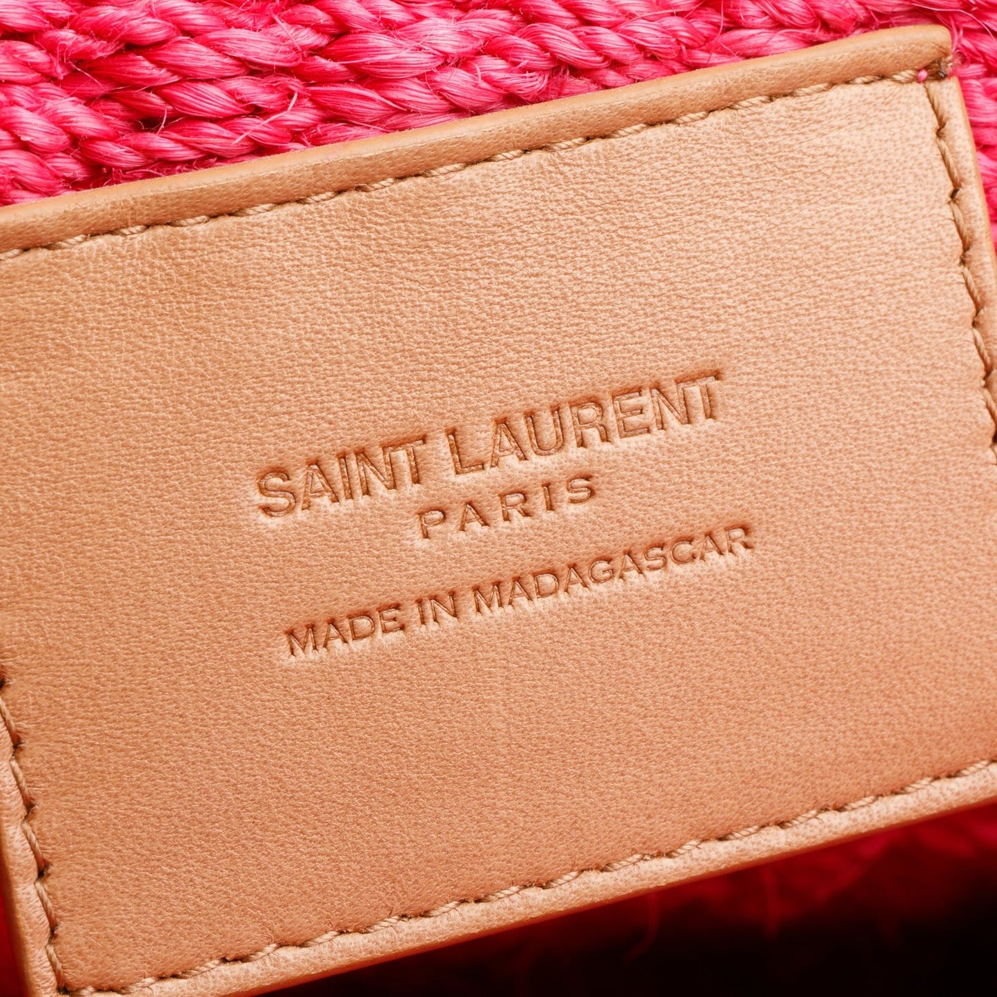 Saint Laurent 2023 Pink Raffia Medium Kate Chain Bag