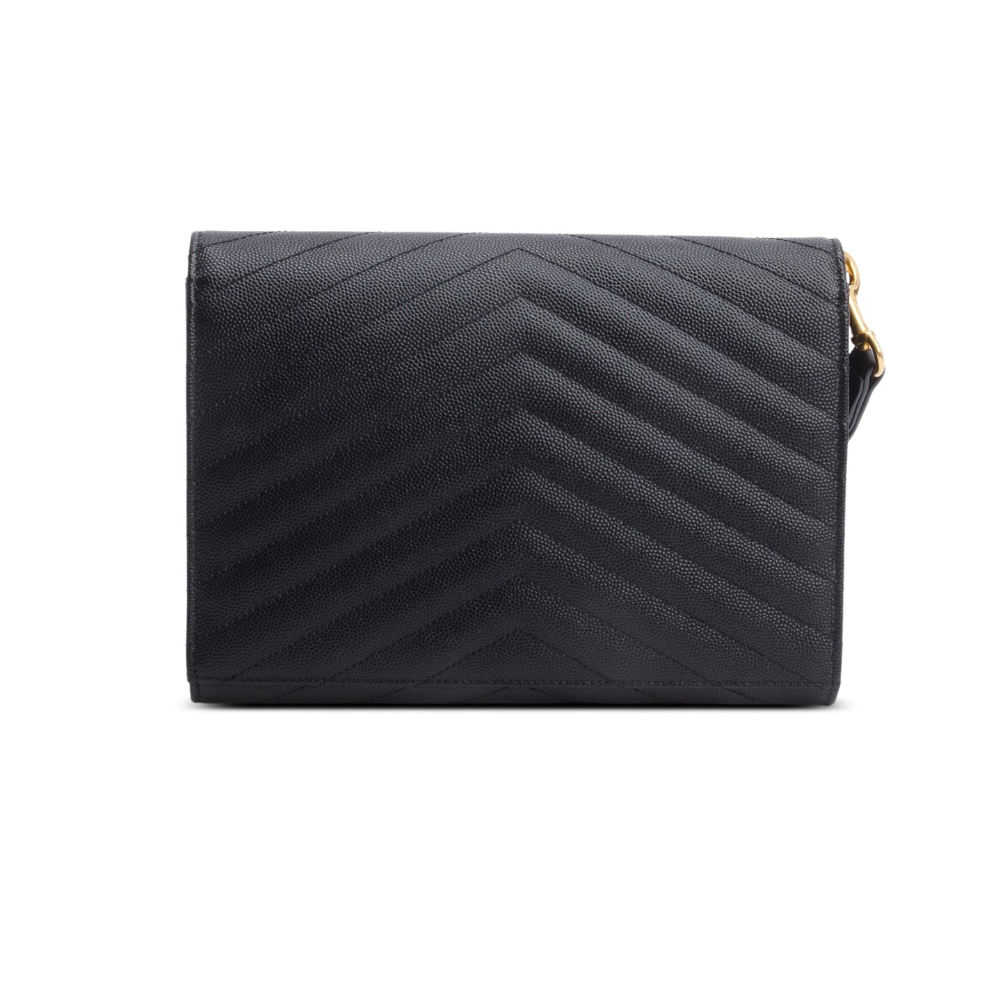 Saint Laurent 2020 Black Grain De Poudre Matelasse Chevron Cassandre Flap Clutch