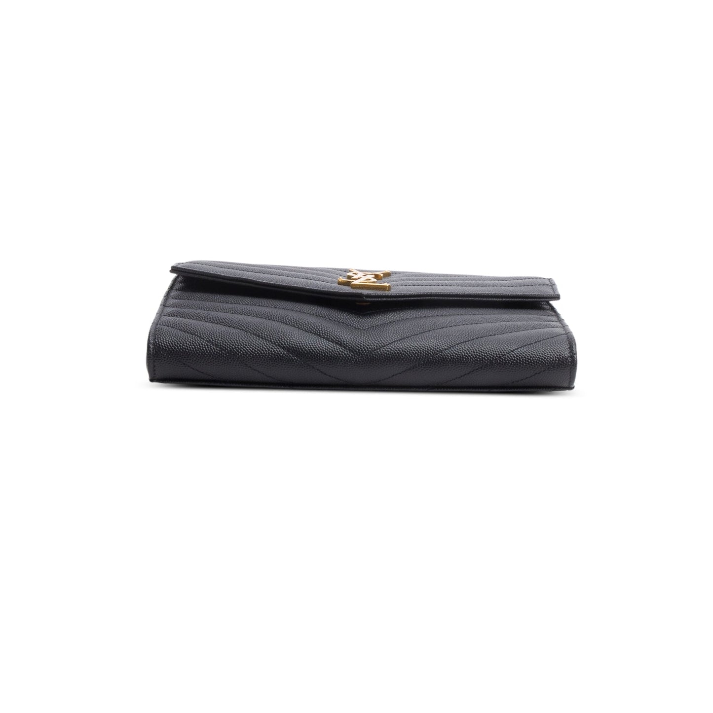 Saint Laurent 2020 Black Grain De Poudre Matelasse Chevron Cassandre Flap Clutch