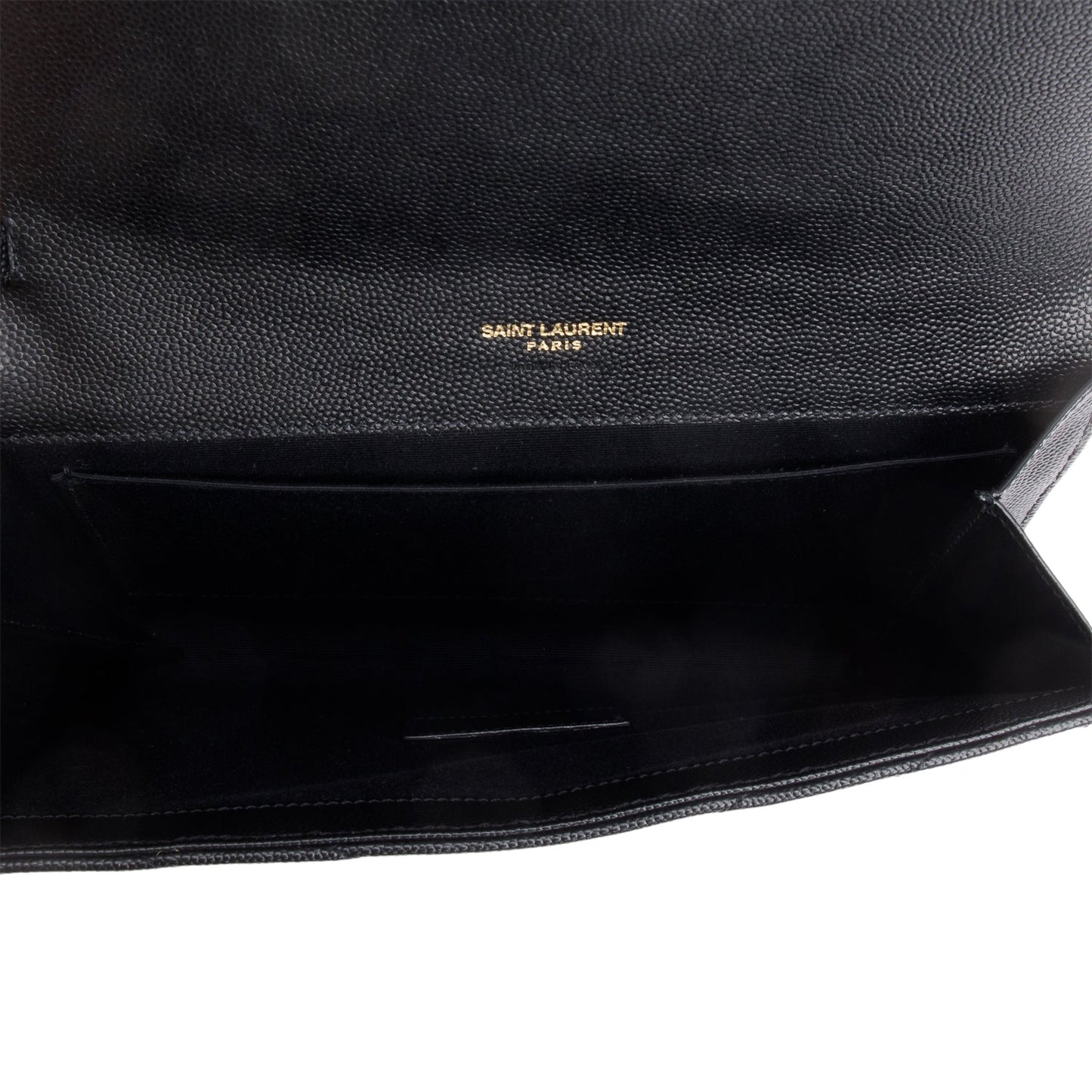 Saint Laurent 2020 Black Grain De Poudre Matelasse Chevron Cassandre Flap Clutch