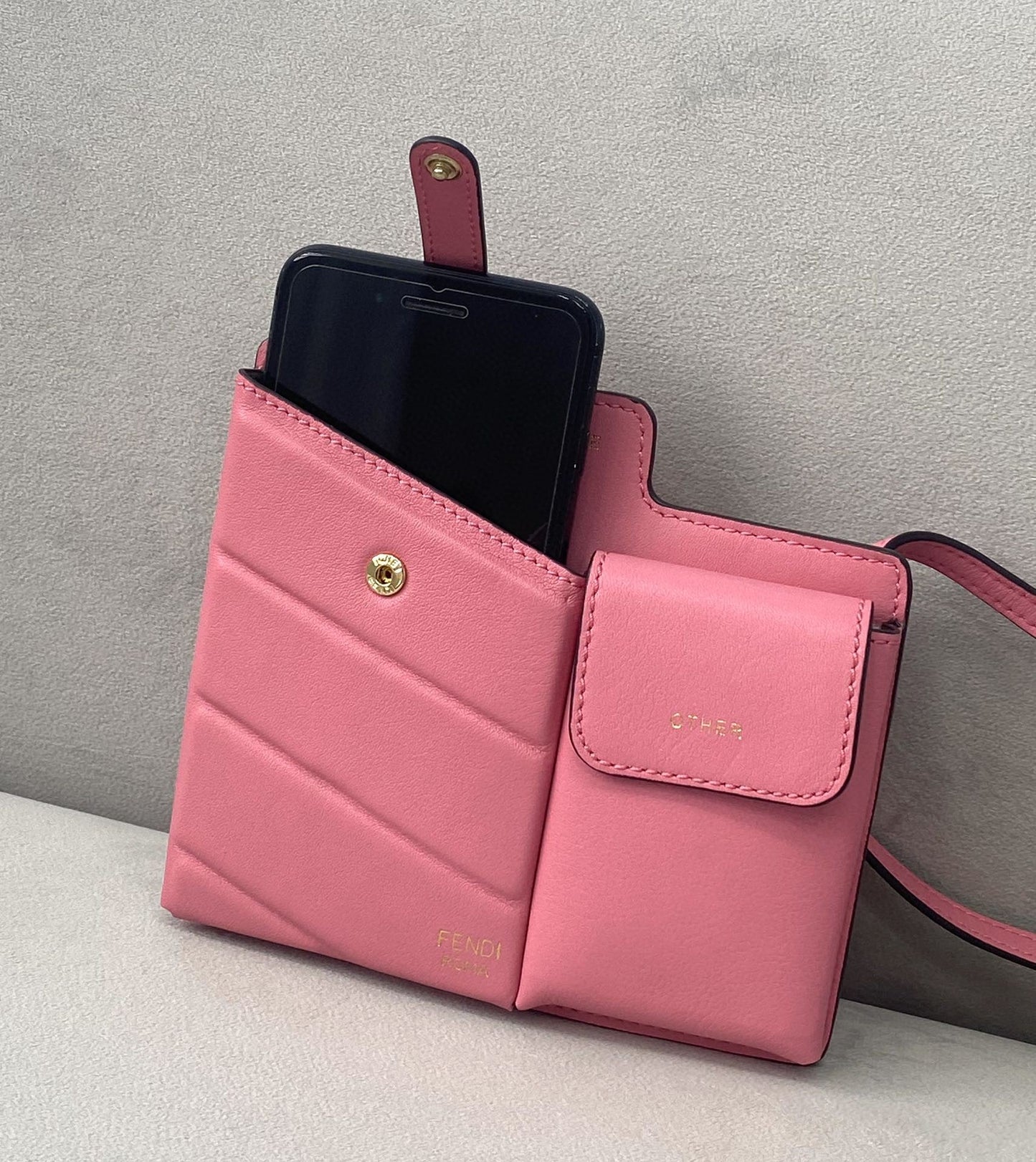 Top QualityTop Quality Bustine 2 Pockets Mini Pink Bag For Woman 16cm/6in
