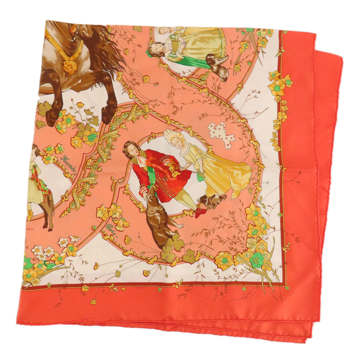 HERMES scarf silk Orange Carre90 LES PETITS PRINCES The Little Princes Women  d