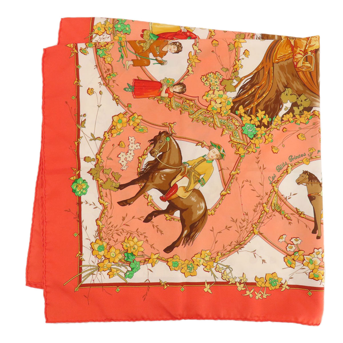HERMES scarf silk Orange Carre90 LES PETITS PRINCES The Little Princes Women  d