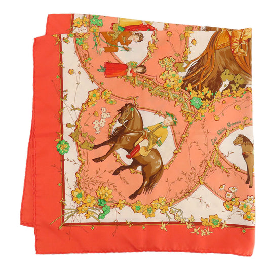 HERMES scarf silk Orange Carre90 LES PETITS PRINCES The Little Princes Women  d