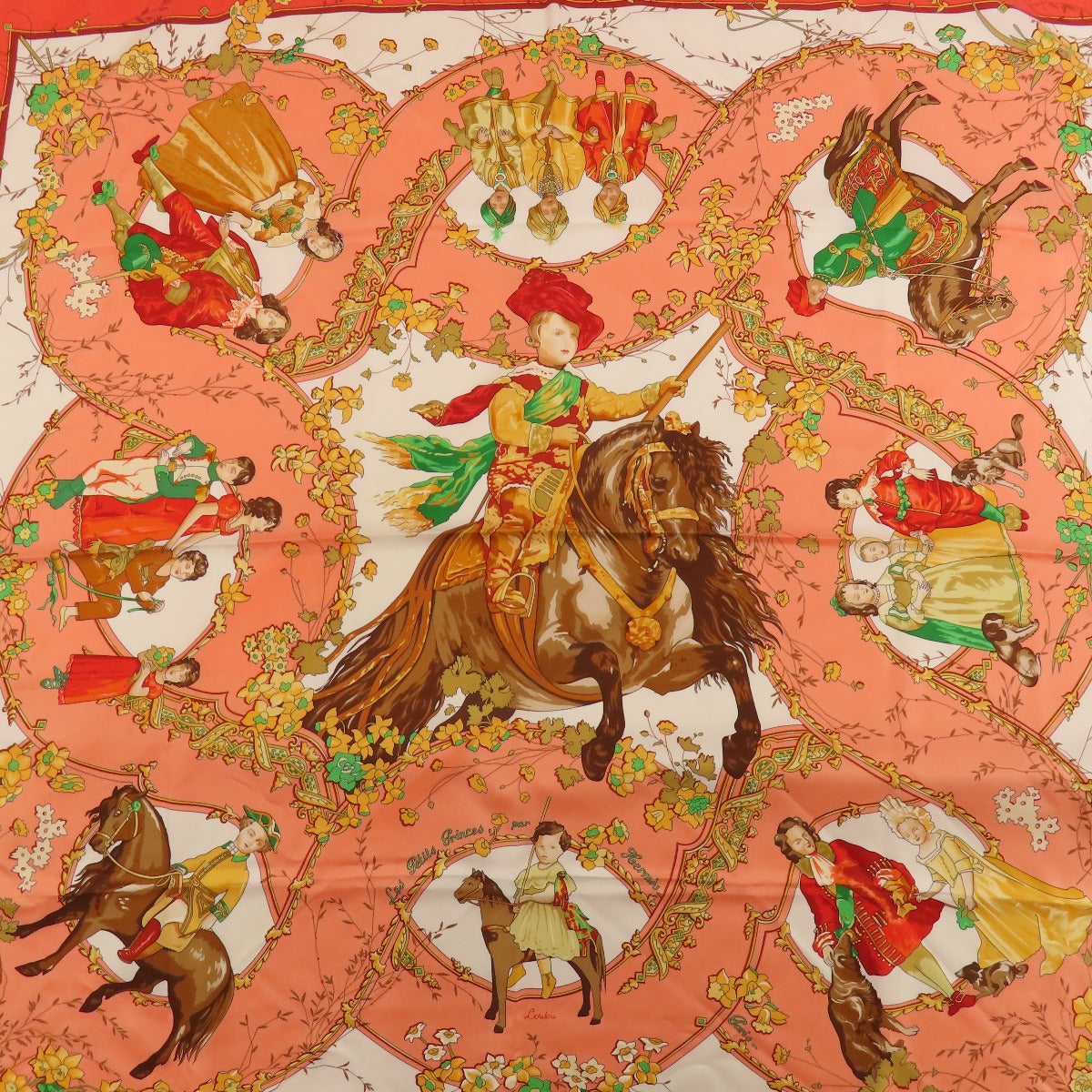 HERMES scarf silk Orange Carre90 LES PETITS PRINCES The Little Princes Women  d