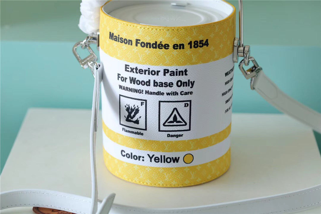 Top Quality Paint Can Coated Canvas By Virgil Ablohs Yellow For Women, Womens Bags, Shoulder And Crossbody Bags 6.7in/17cm Top Quality M81593