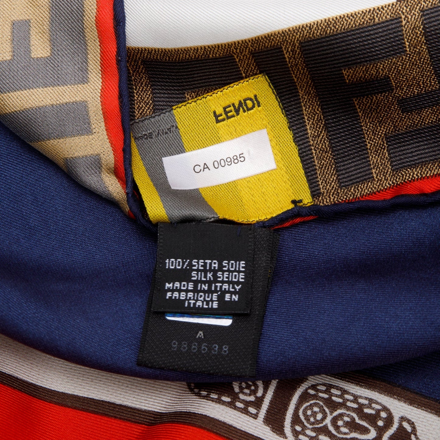 Fendi Multicolour Zucca Print Silk Scarf