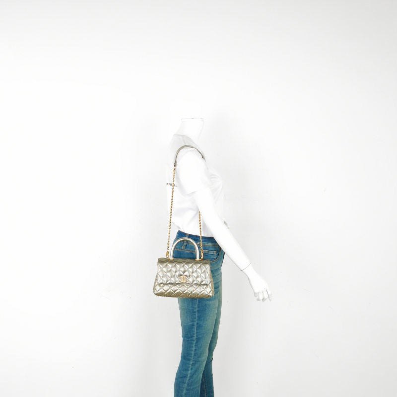 Chanel Coco Handle Small Metallic Caviar Leather Gold Hardware, 2019