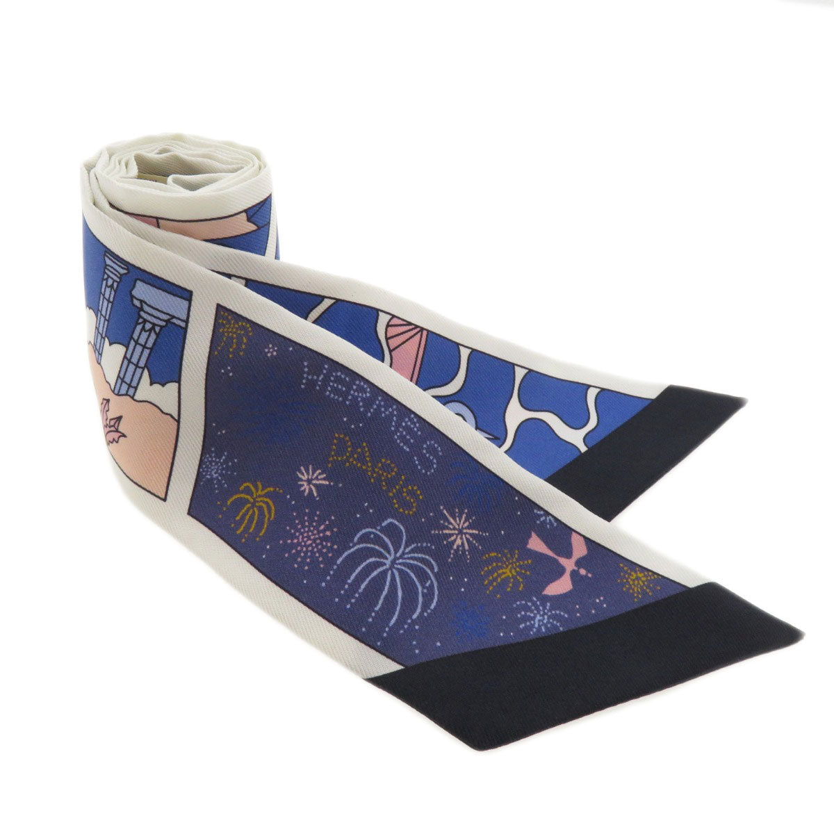 HERMES scarf silk white Twilly Women  d