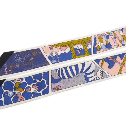 HERMES scarf silk white Twilly Women  d