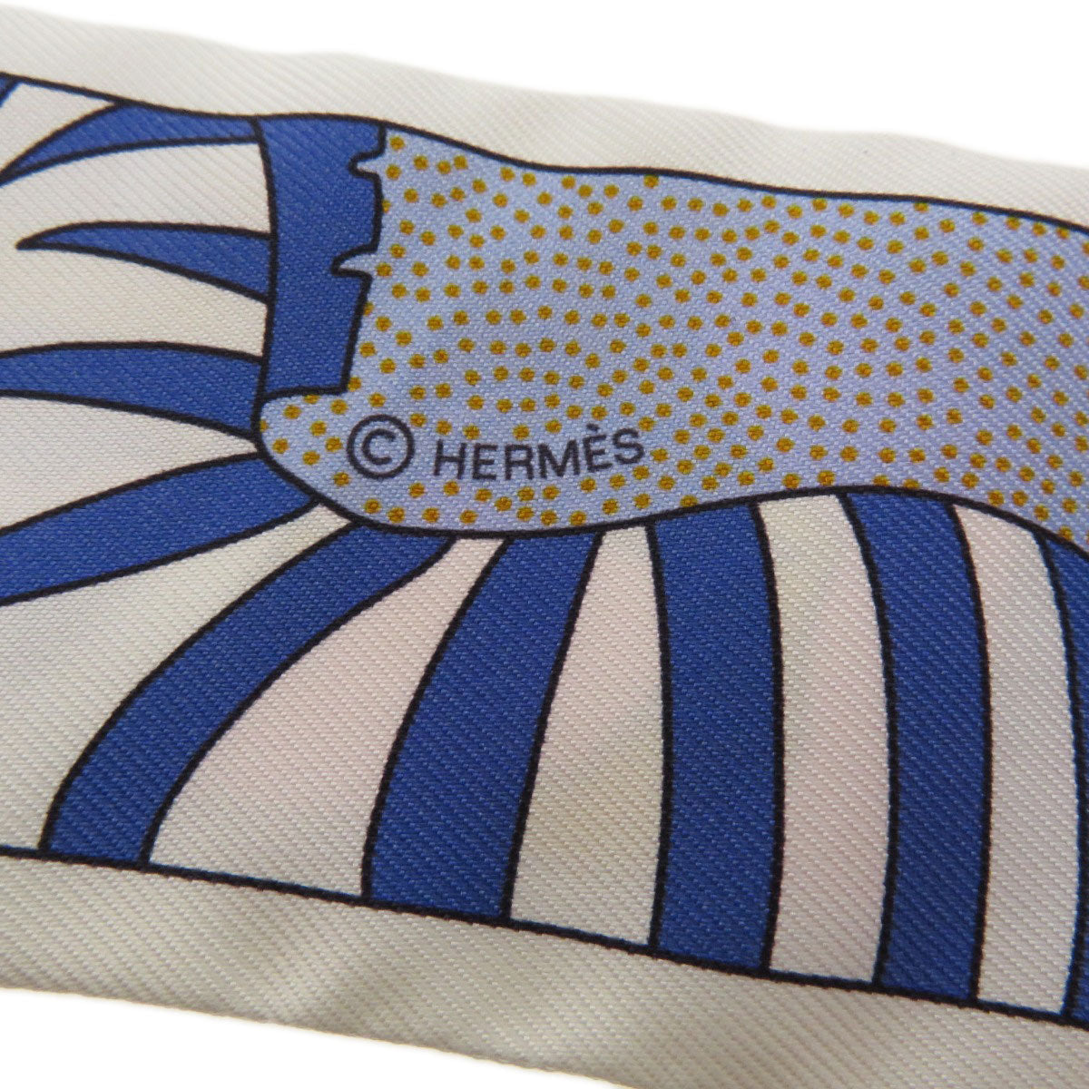 HERMES scarf silk white Twilly Women  d