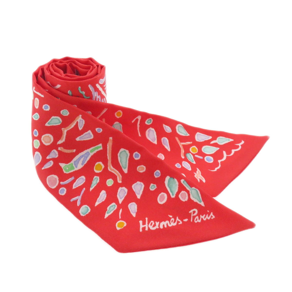 HERMES scarf silk Red Twilly Women  d
