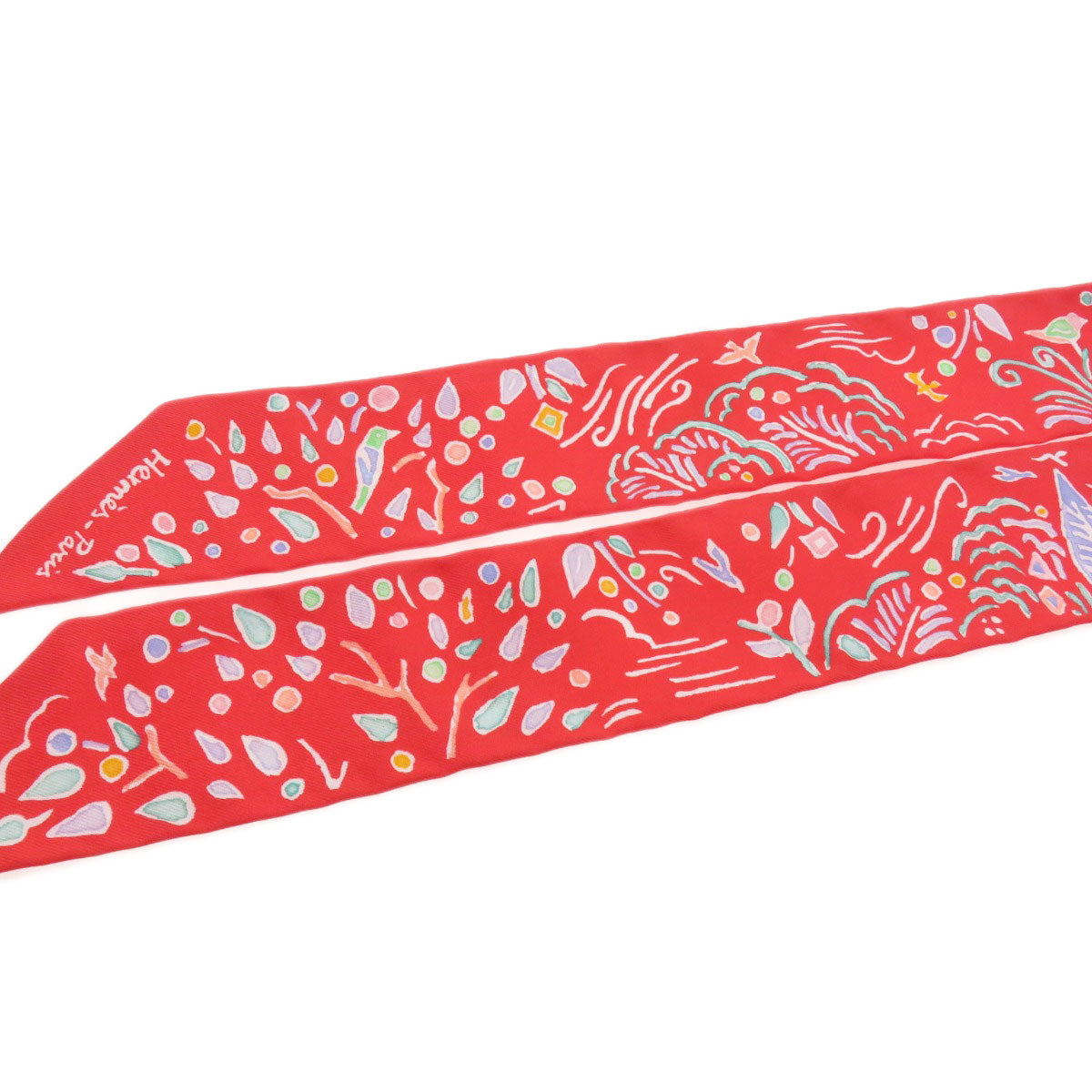 HERMES scarf silk Red Twilly Women  d