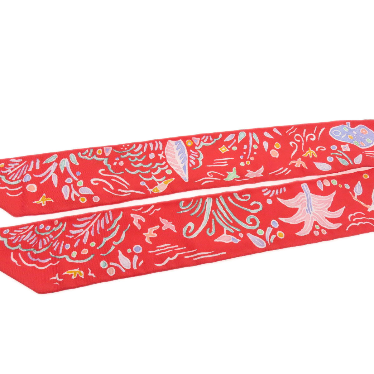 HERMES scarf silk Red Twilly Women  d