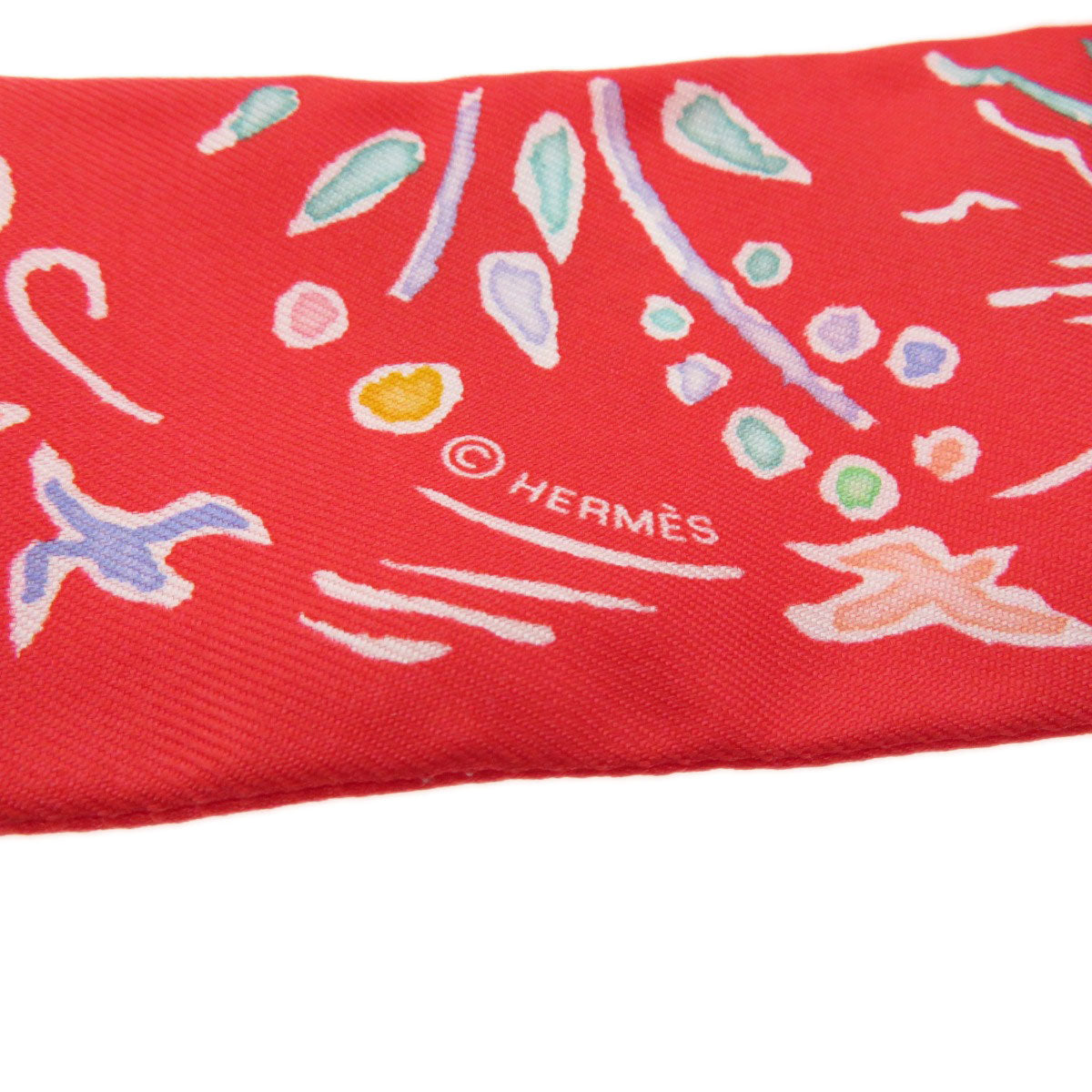 HERMES scarf silk Red Twilly Women  d