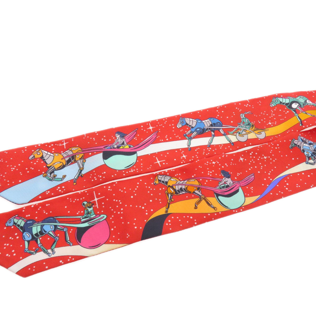 HERMES scarf silk Red Twilly Women  d