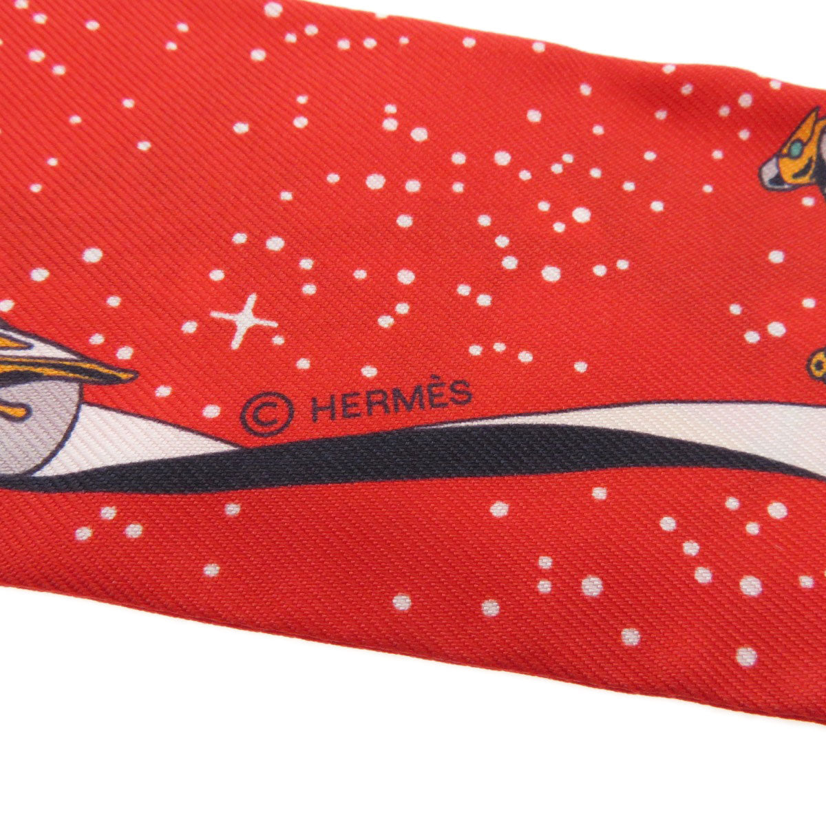 HERMES scarf silk Red Twilly Women  d