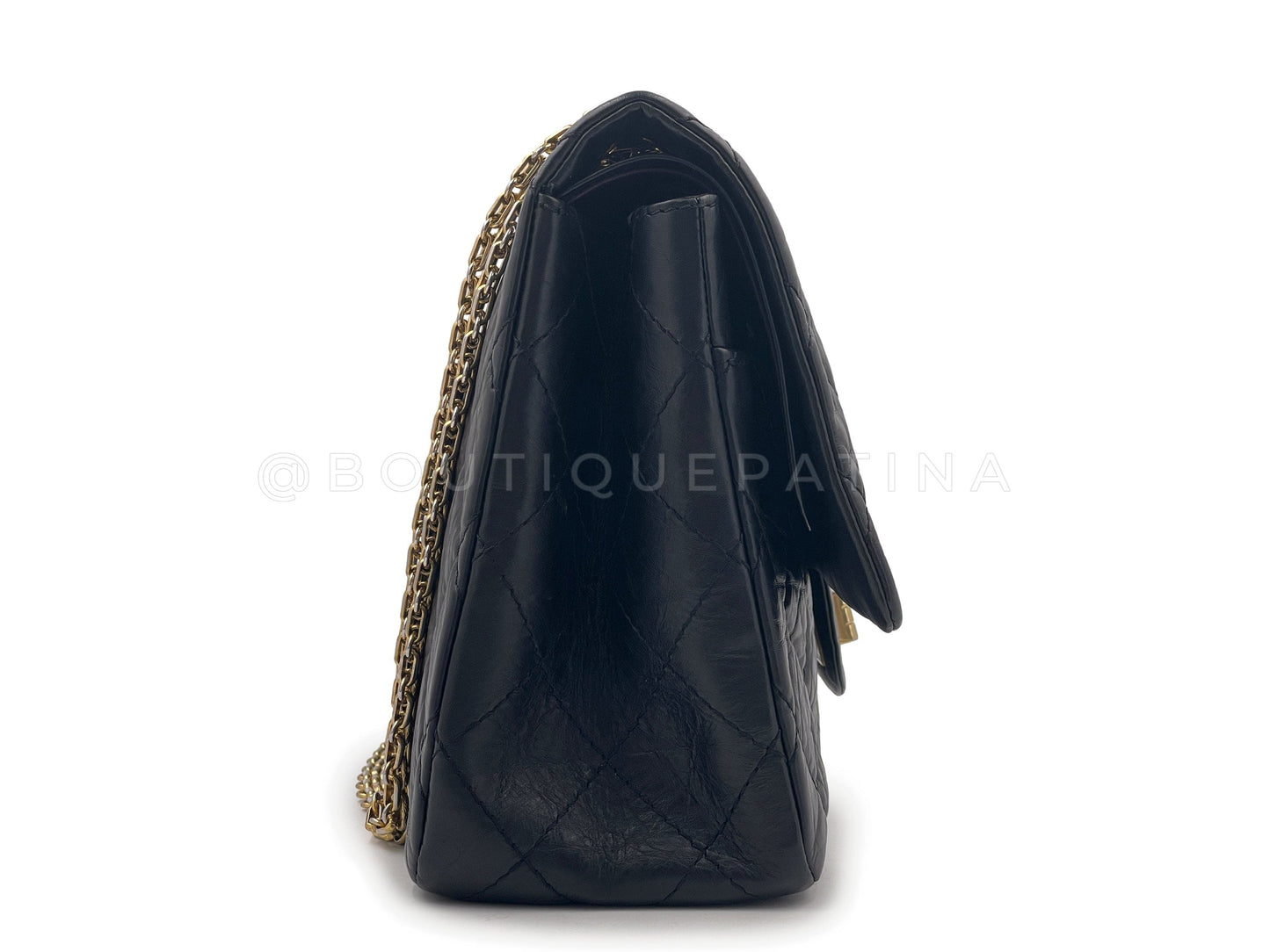 Chanel Black Aged Calfskin Reissue Large 227 2.55 Flap Bag GHW