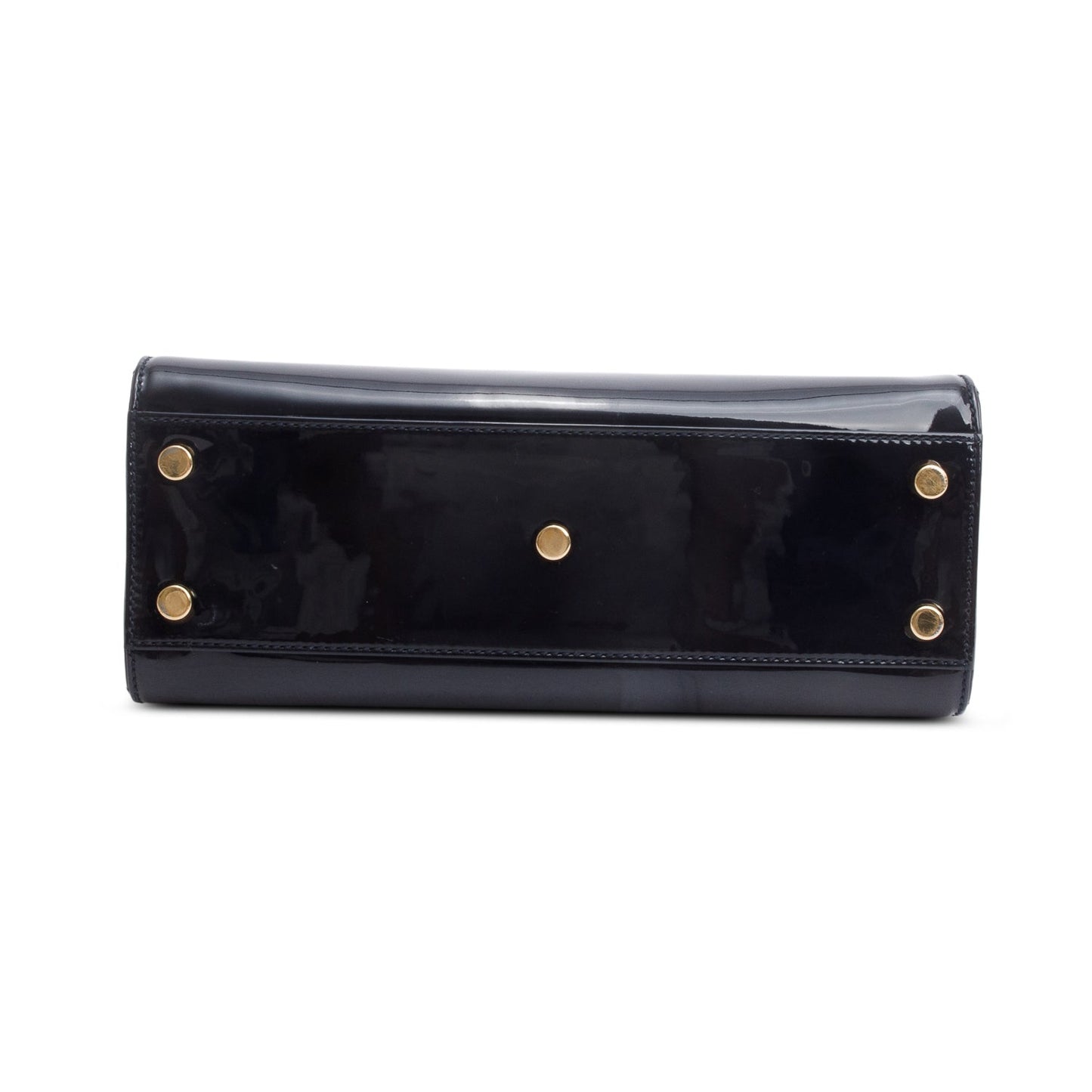 Saint Laurent Navy Patent Leather Rive Gauche Medium Uptown Handle Bag