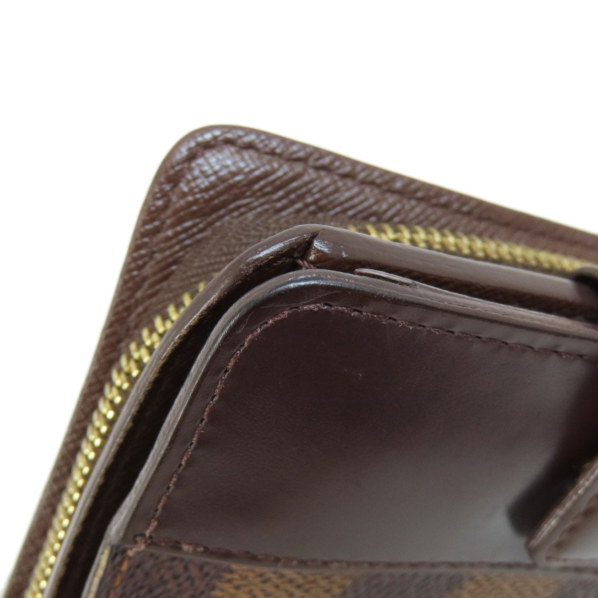 LOUIS VUITTON Bifold Wallet M61668 Damier canvas Brown Compact zip Women  d