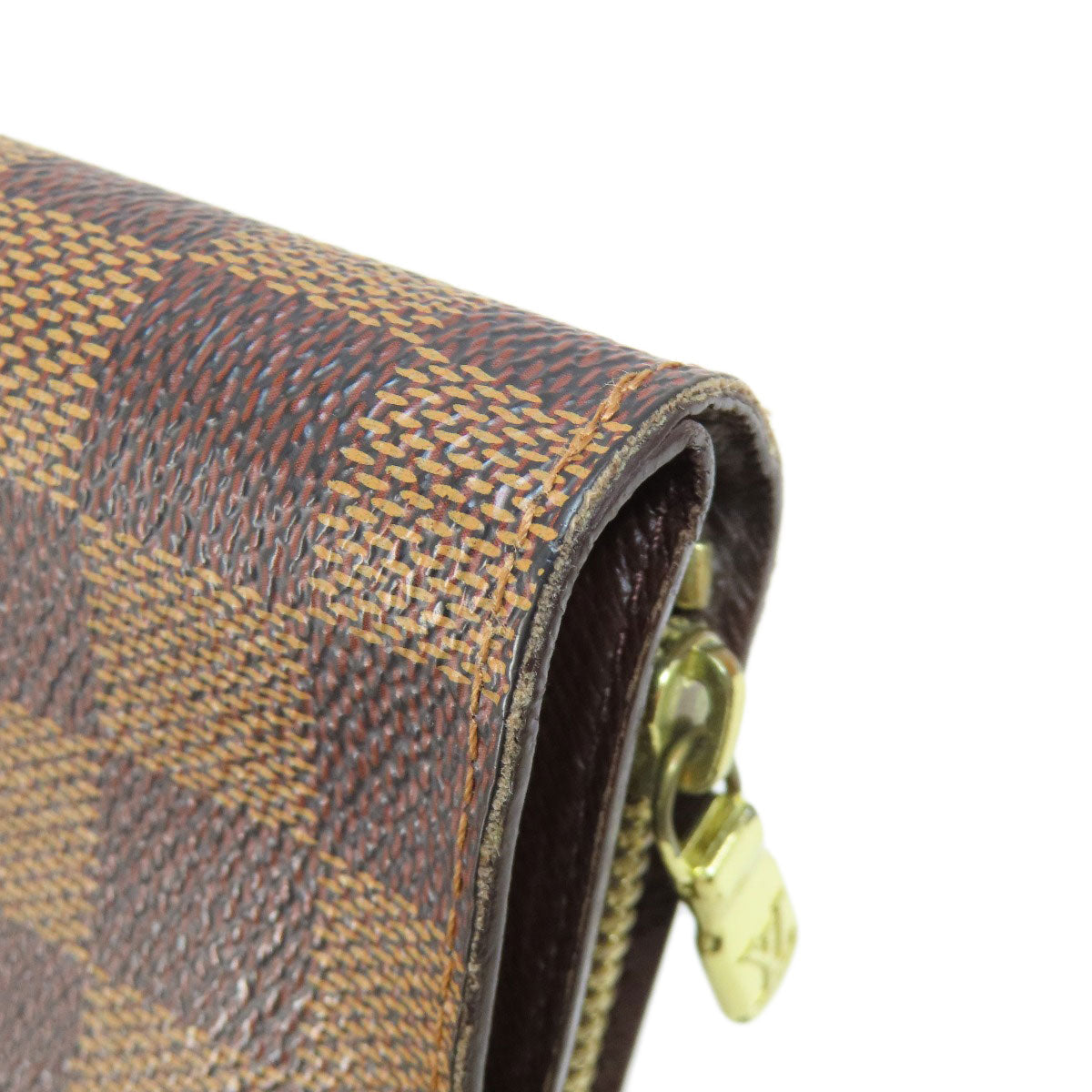 LOUIS VUITTON Bifold Wallet M61668 Damier canvas Brown Compact zip Women  d