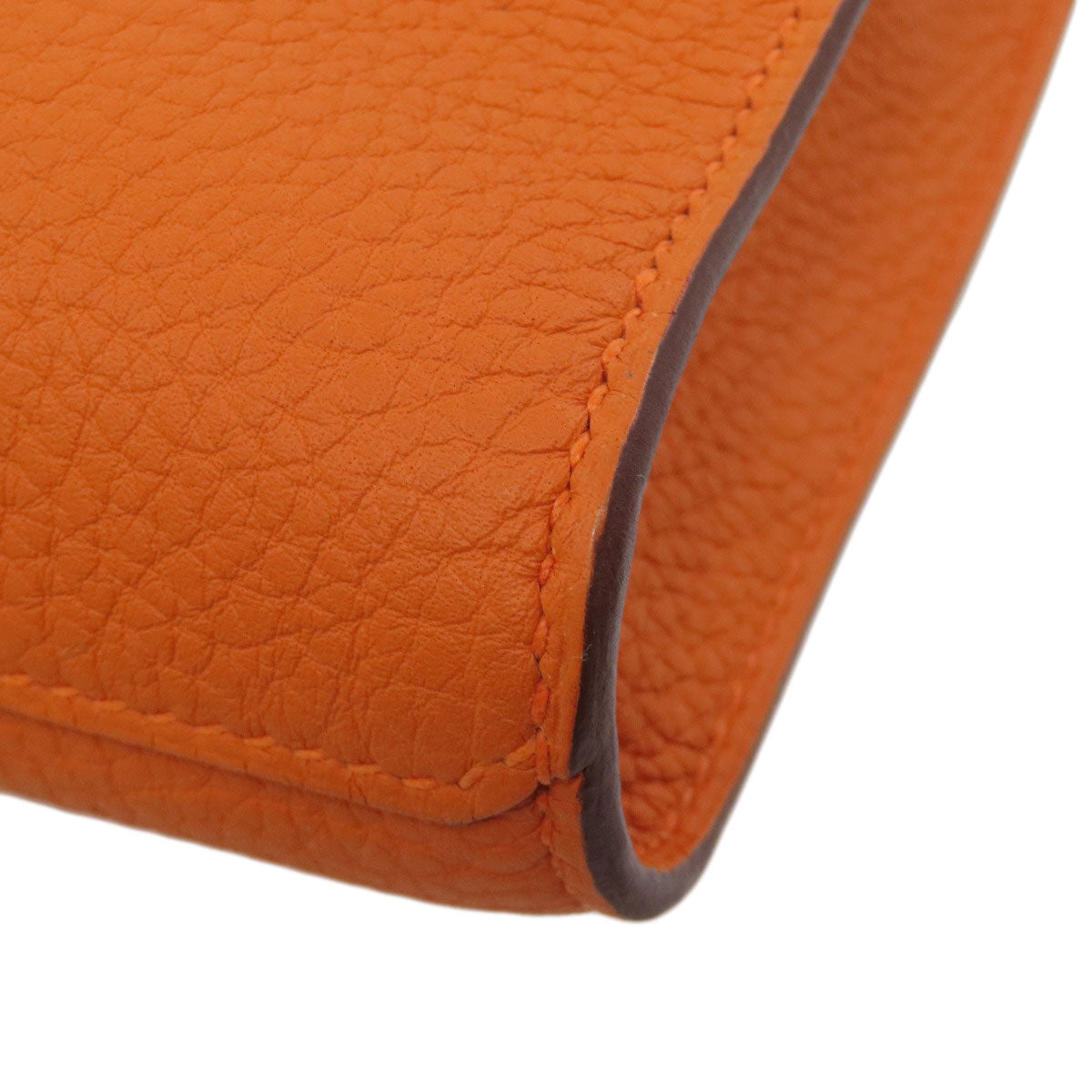 HERMES Shoulder Bag Taurillon Clemence Orange Sac A Depeche 21 Silver Metal Women  d