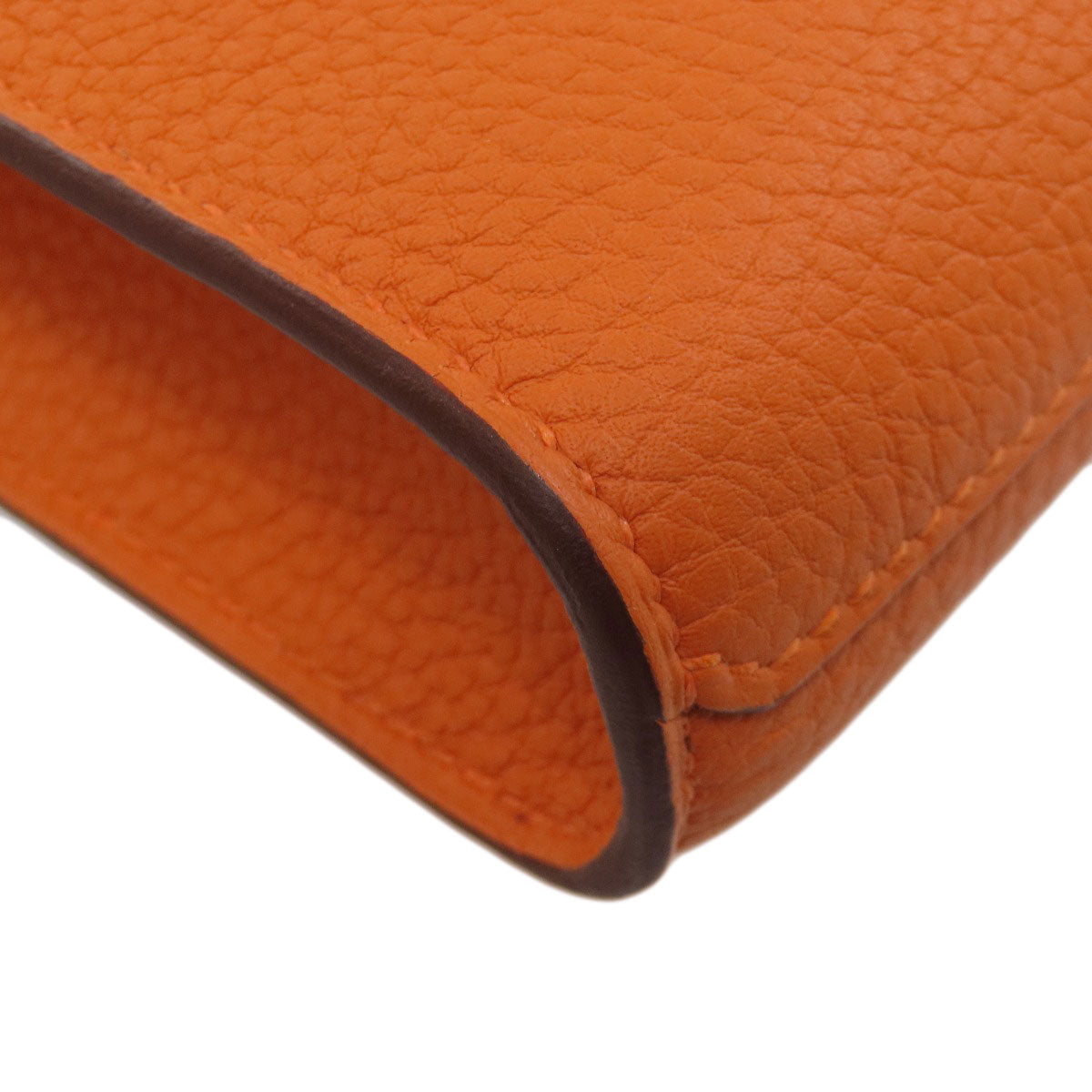 HERMES Shoulder Bag Taurillon Clemence Orange Sac A Depeche 21 Silver Metal Women  d