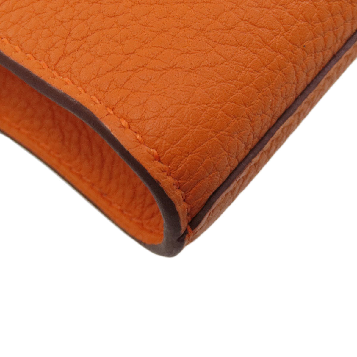 HERMES Shoulder Bag Taurillon Clemence Orange Sac A Depeche 21 Silver Metal Women  d