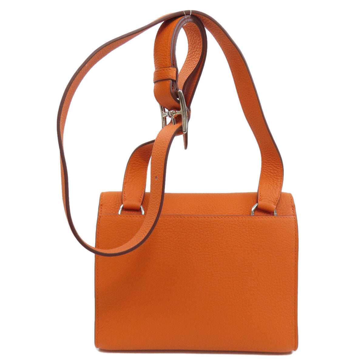 HERMES Shoulder Bag Taurillon Clemence Orange Sac A Depeche 21 Silver Metal Women  d