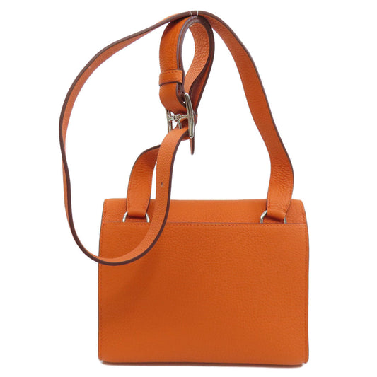 HERMES Shoulder Bag Taurillon Clemence Orange Sac A Depeche 21 Silver Metal Women  d