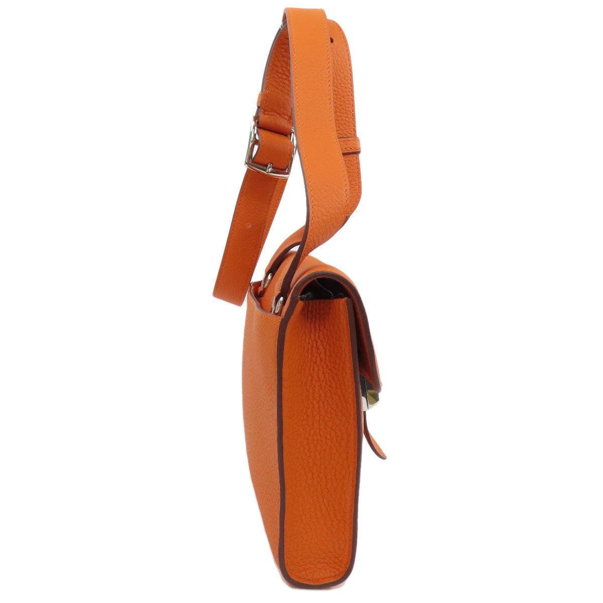 HERMES Shoulder Bag Taurillon Clemence Orange Sac A Depeche 21 Silver Metal Women  d