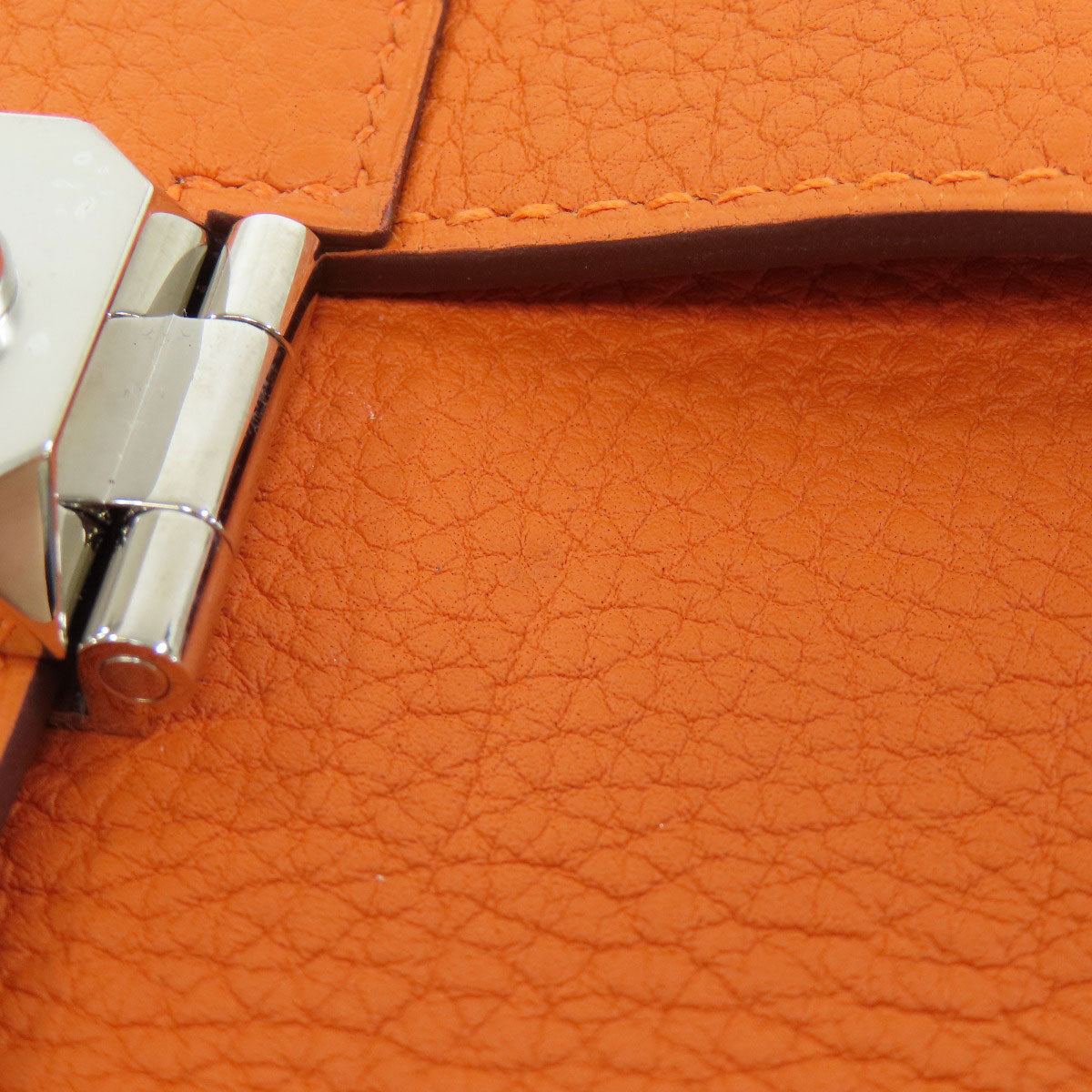 HERMES Shoulder Bag Taurillon Clemence Orange Sac A Depeche 21 Silver Metal Women  d