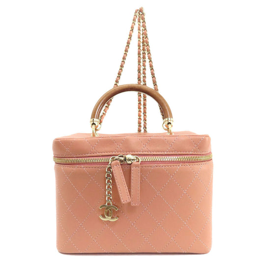CHANEL Handbag Calfskin pink Vanity 2WAY Gold Metal