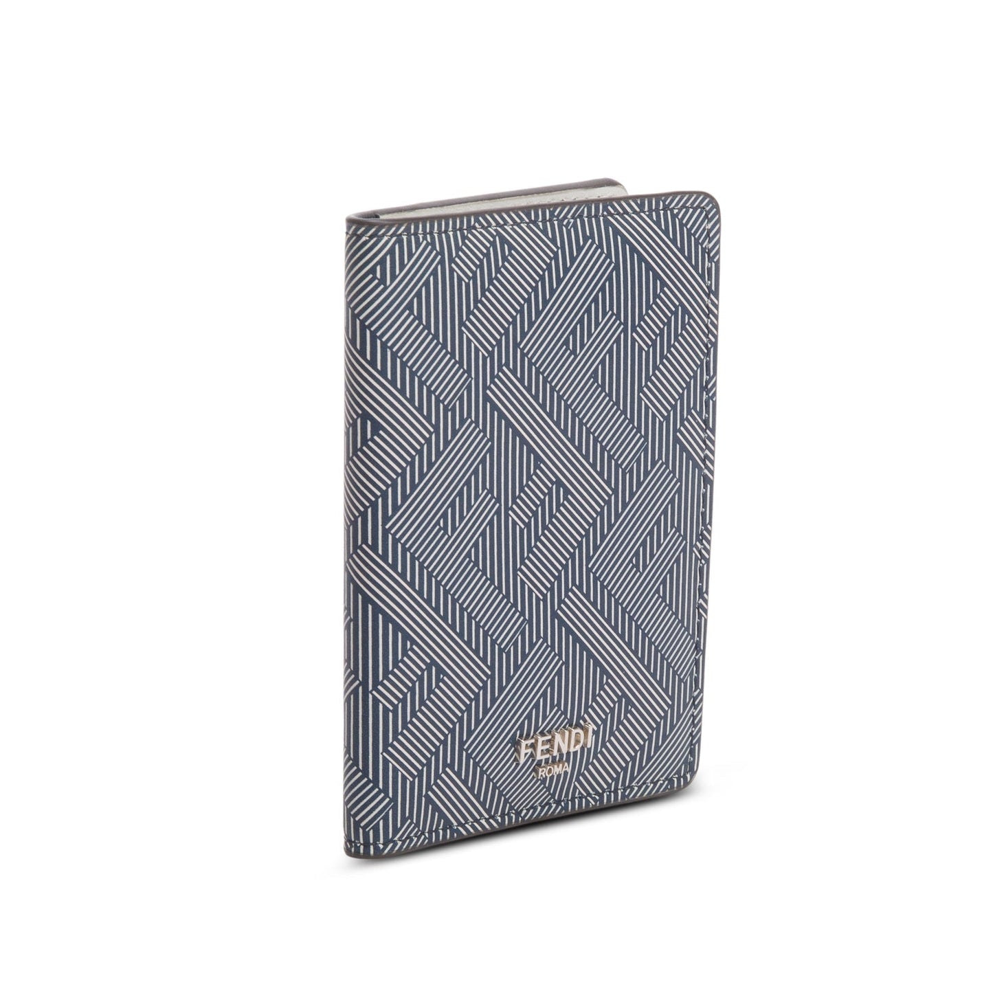 Fendi Grey FF Logo Leather Shadow Bifold Card Holder