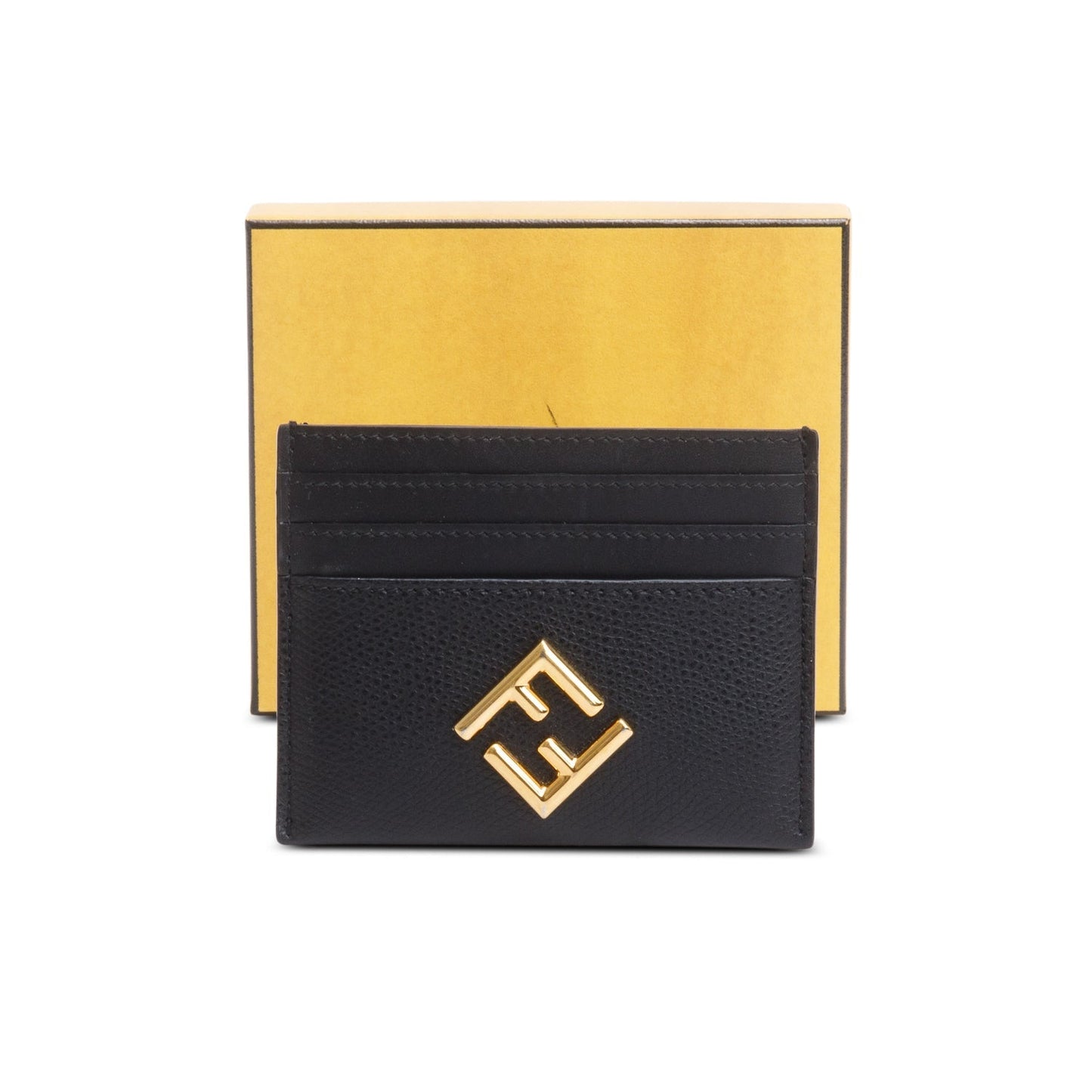 Fendi 2023 Black Calfskin Leather FF Diamonds Card Case