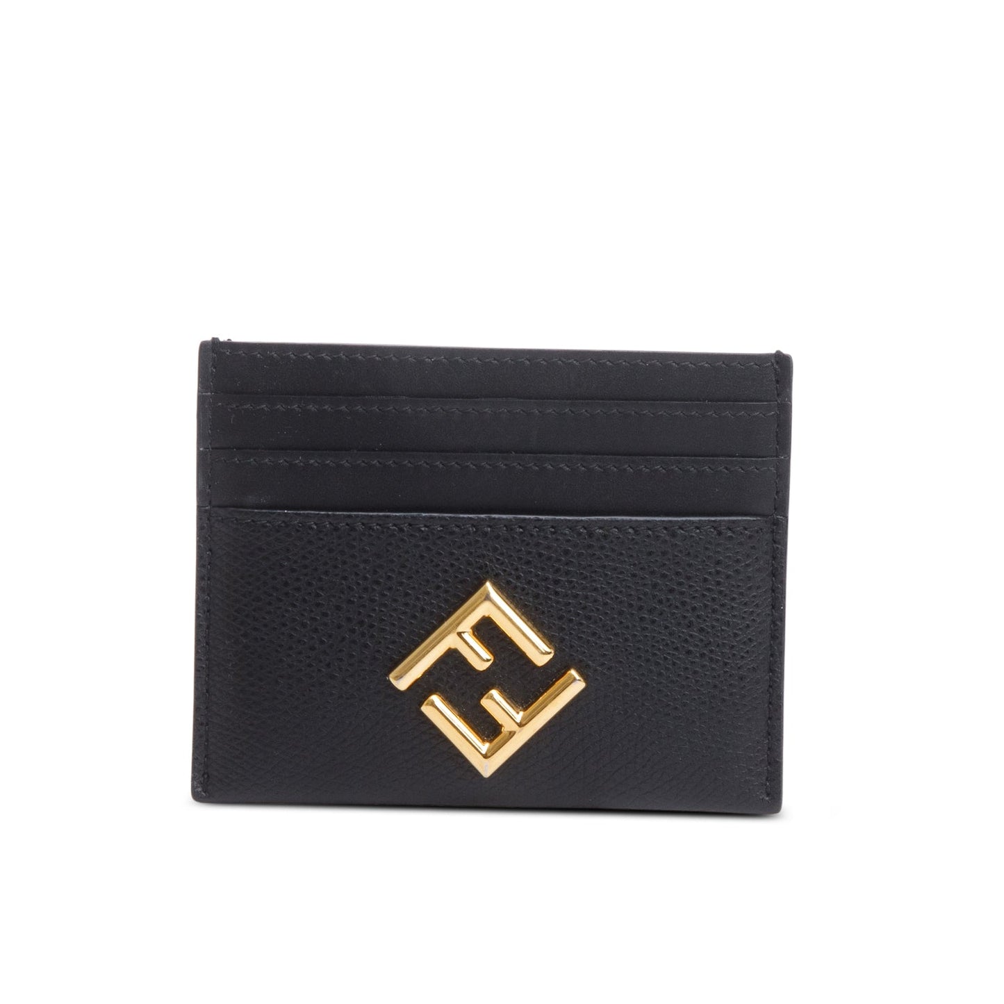 Fendi 2023 Black Calfskin Leather FF Diamonds Card Case